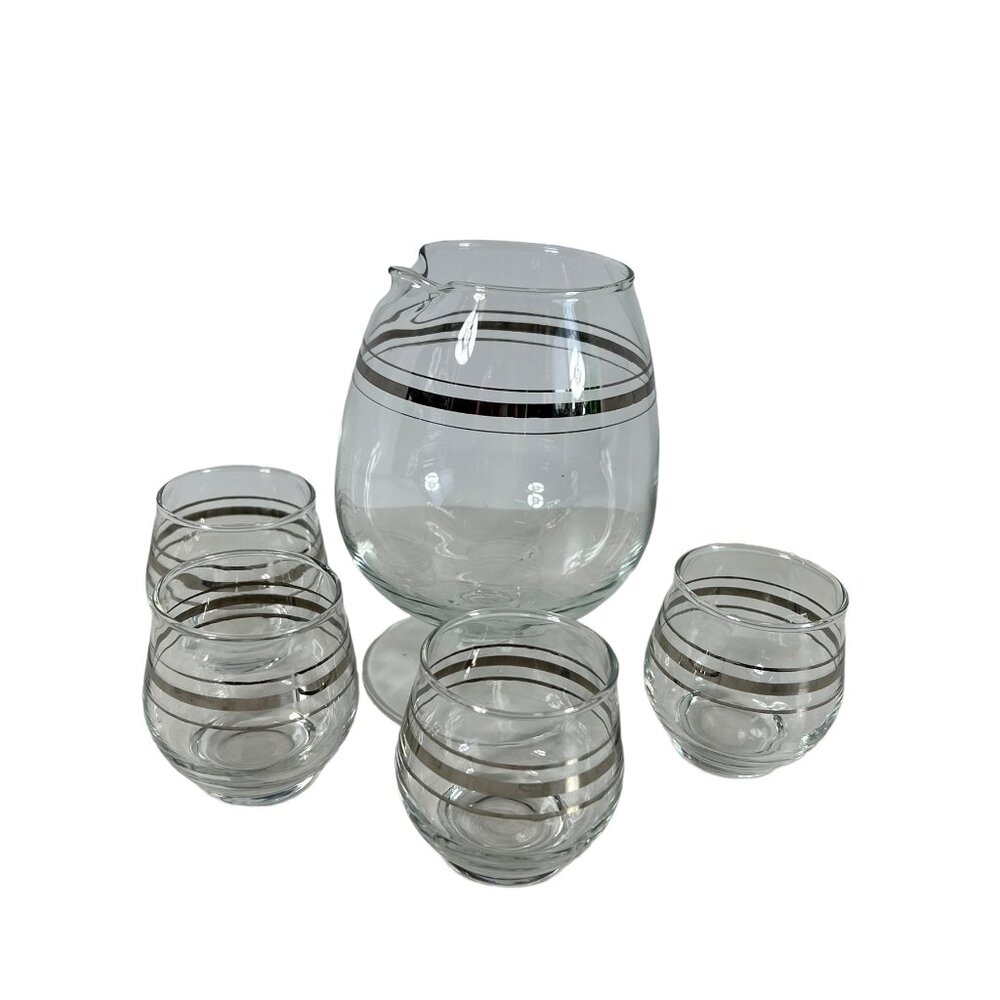 Mid-Century Brandy Decanter Snifter with Glasses‎